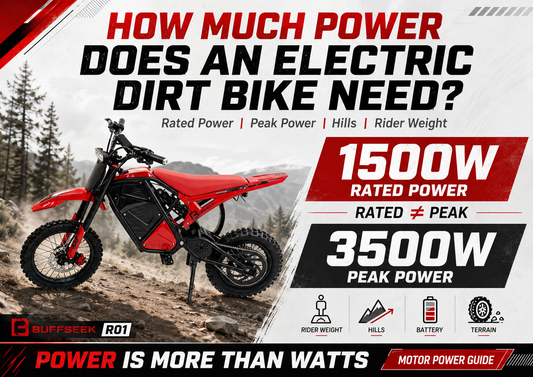 Electric dirt bike motor power guide comparing rated and peak watts