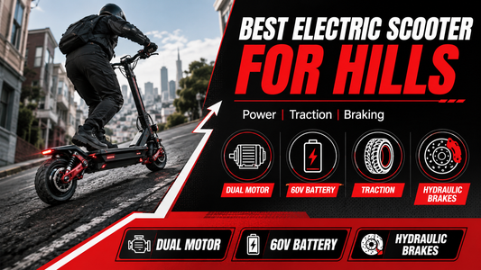 Electric scooter for hills with dual motors and hydraulic brakes