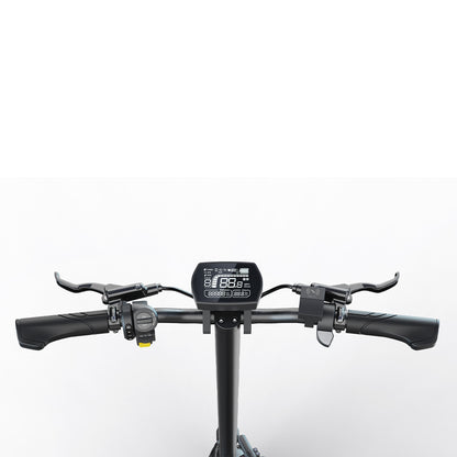 Buffseek E6 electric scooter handlebar with digital display, controls, and riding information panel