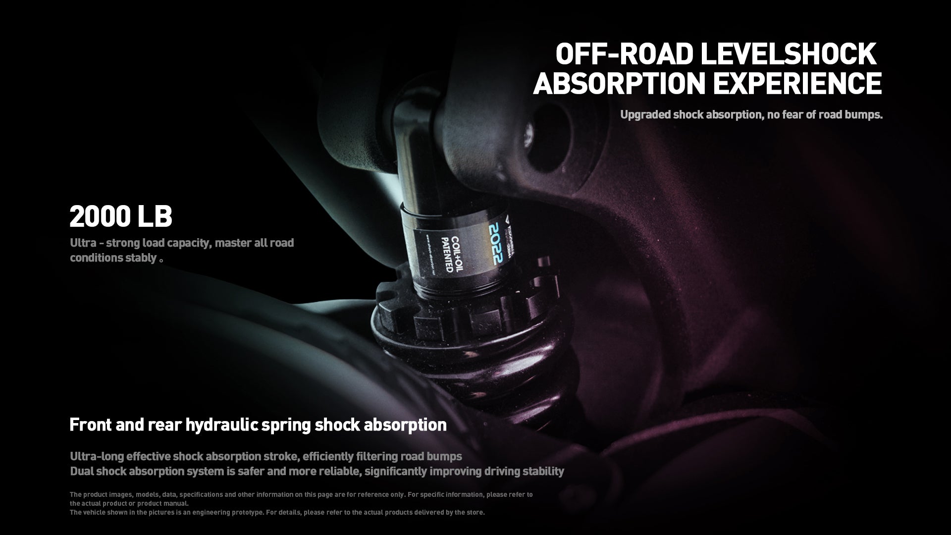 Buffseek E6 hydraulic suspension system designed to absorb shocks on rough roads