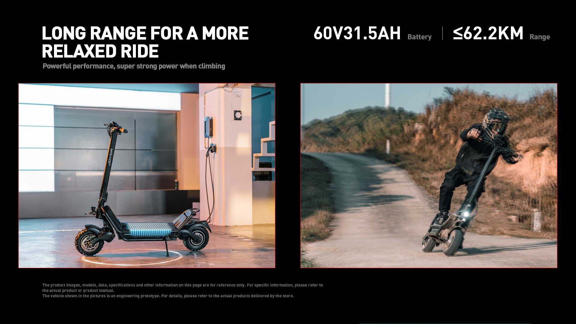 Buffseek E6 electric scooter riding through off-road terrain with high performance tires