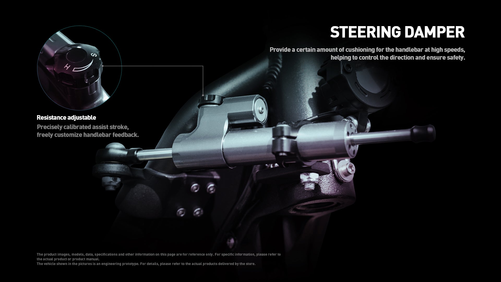 Buffseek E6 steering damper system improving stability and riding control