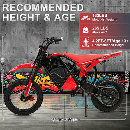 Buffseek R01 rider height guide with bike weight, maximum load, and product dimensions