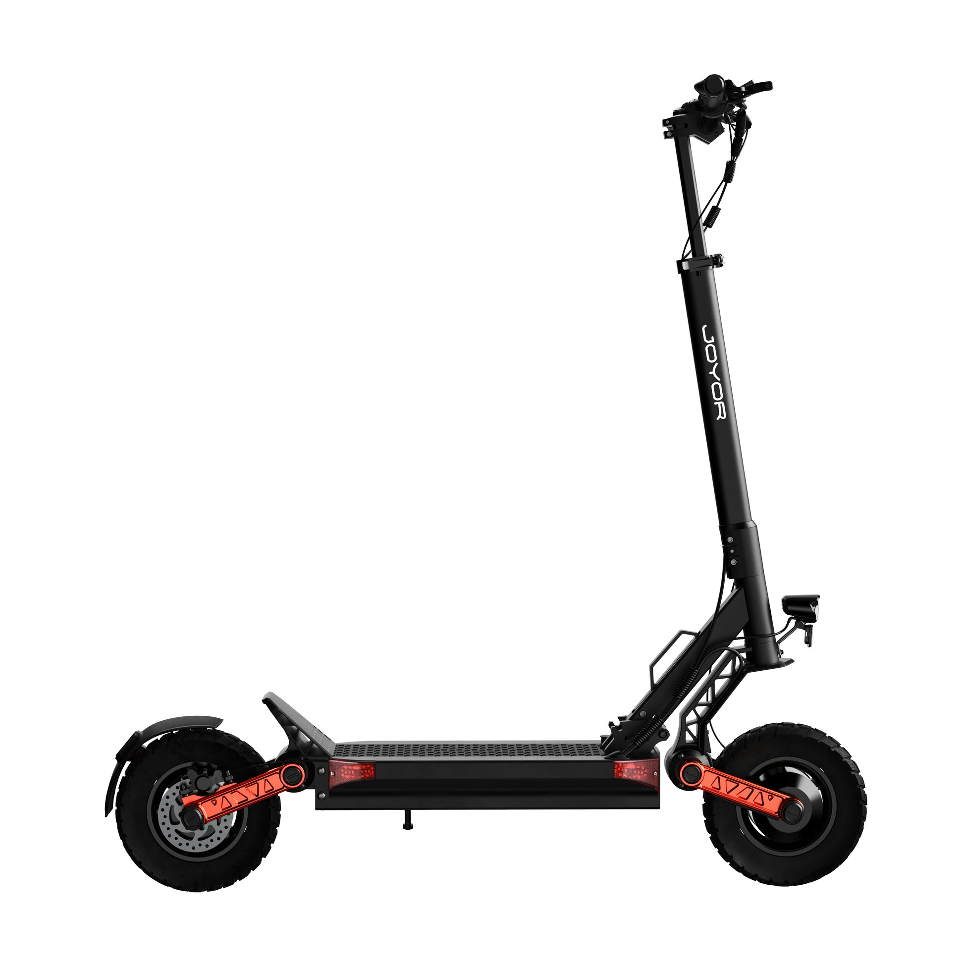 Buffseek S10 dual motor electric scooter shown from the left side with wide deck and all-terrain tires