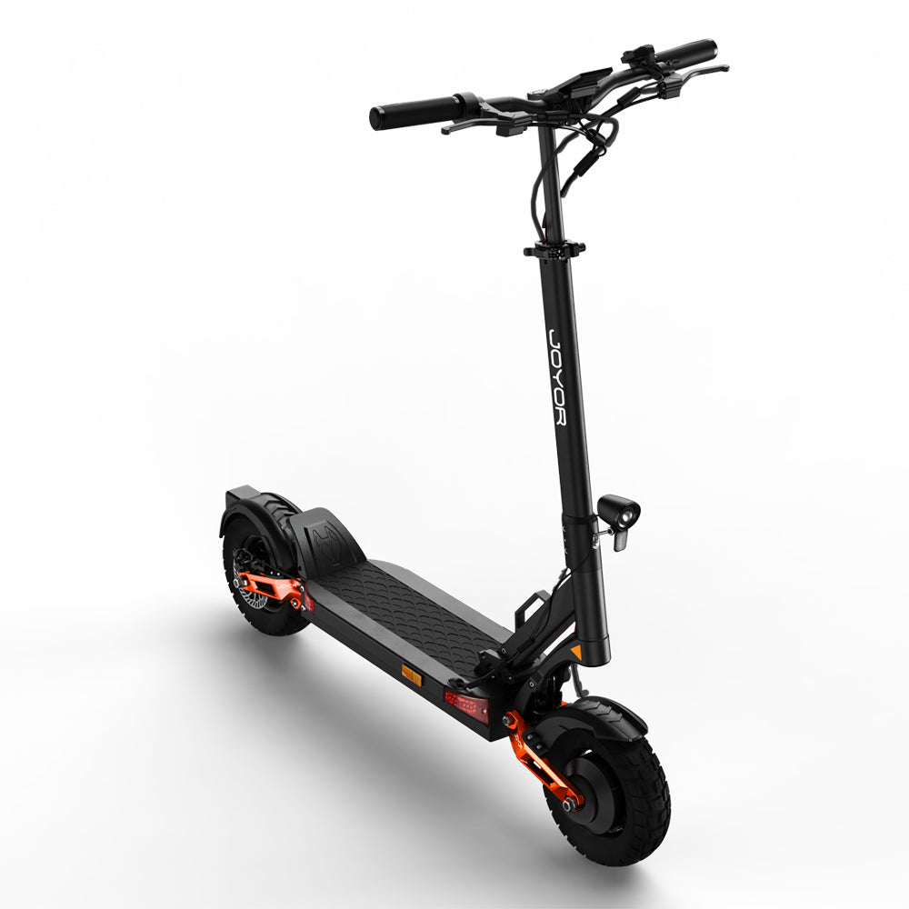 Black Buffseek T10 electric scooter shown from the front three-quarter angle