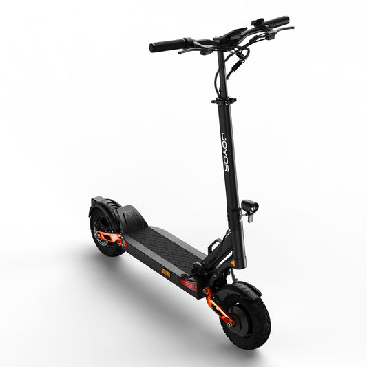 Black Buffseek T10 electric scooter shown from the front three-quarter angle