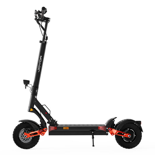 Black Buffseek T10 dual motor electric scooter shown from the left side
