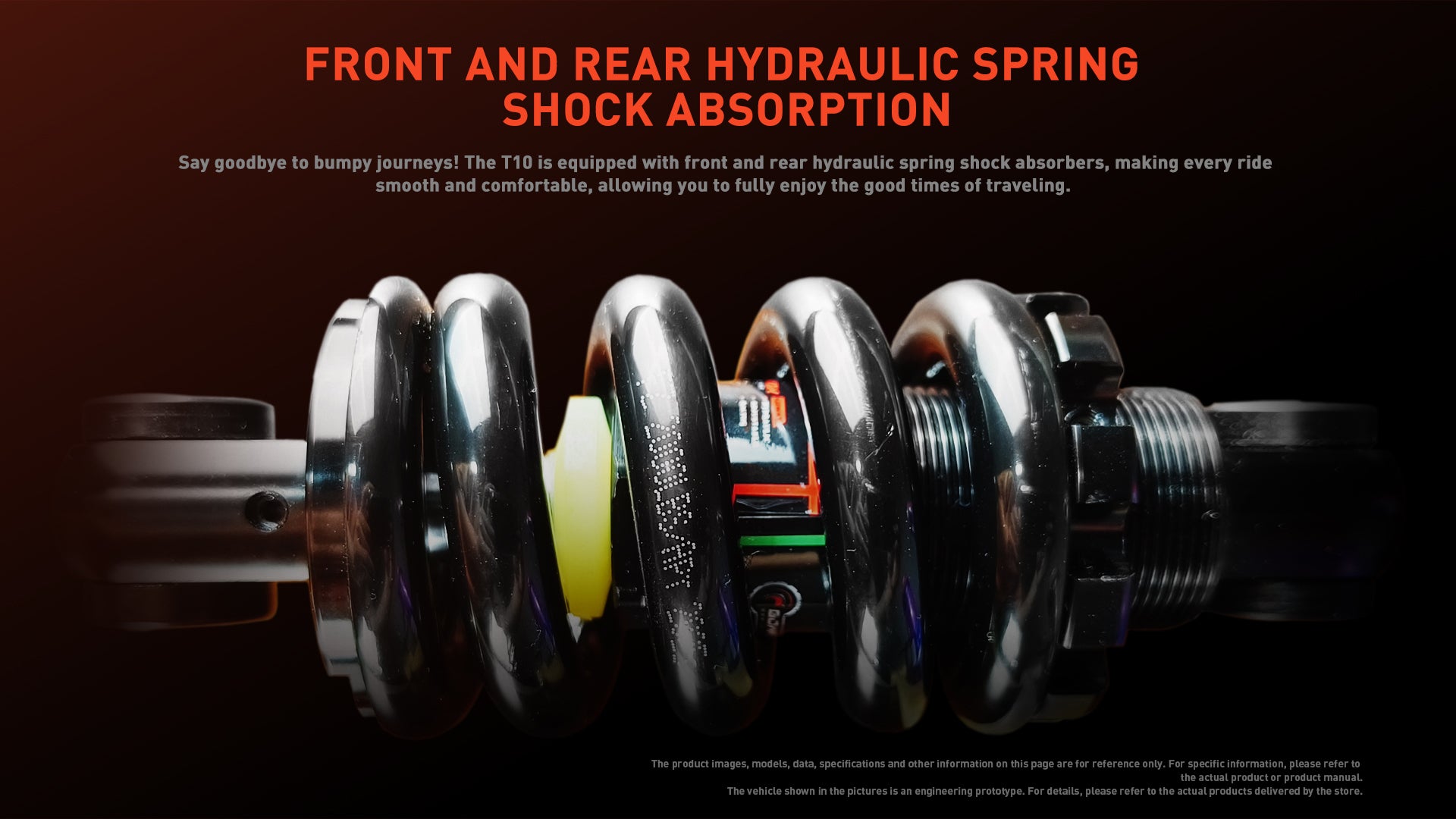 Buffseek T10 front and rear hydraulic spring suspension for improved shock absorption