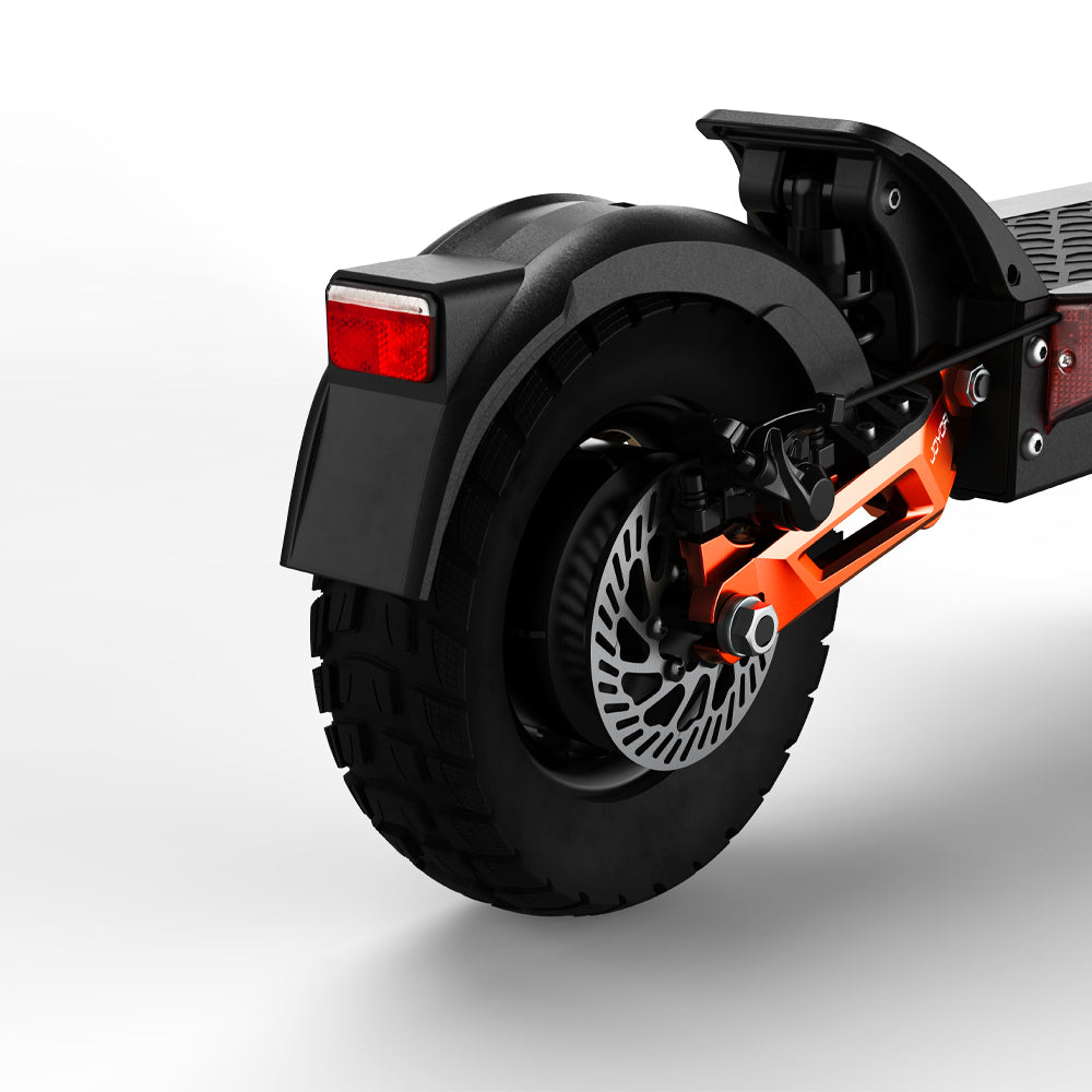 Buffseek T10 rear wheel with disc brake, suspension arm, rear fender, and tail light